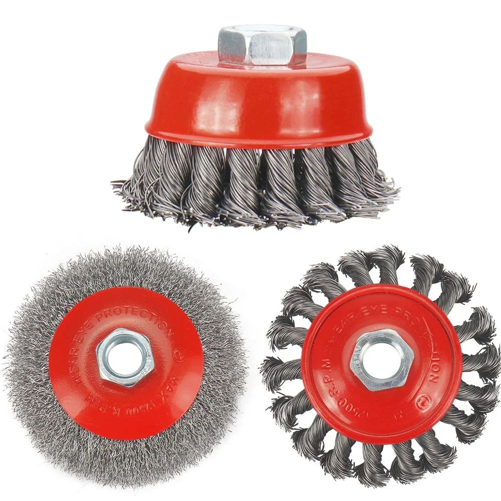 Homefish Twisted Steel Wire Wheel Brush for Angle Grinder Paint Removal Deburring Strong Rotary Twist Knot