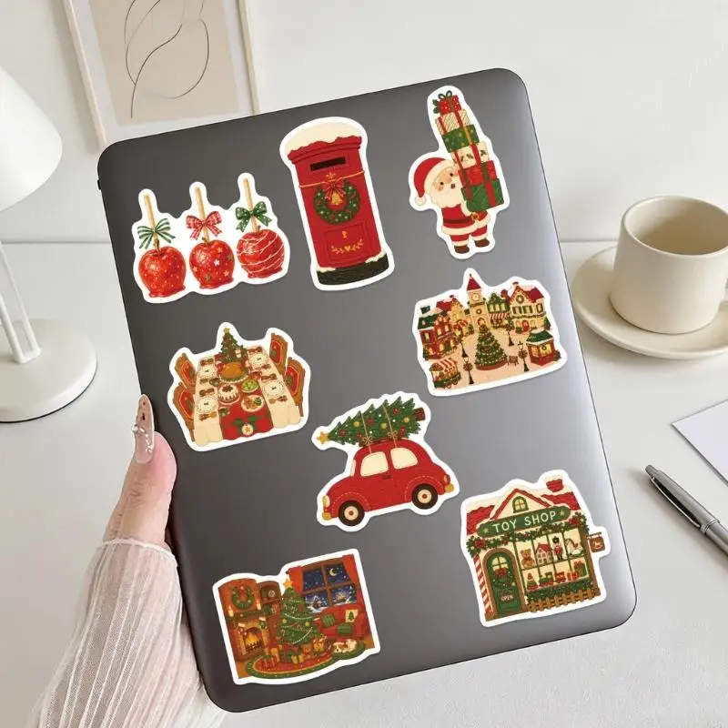 Christmas Adhesive Decoration Stickers Set with 50 Holiday Illustrations for Journals, Greeting Cards, Phones, Computers, K1KF