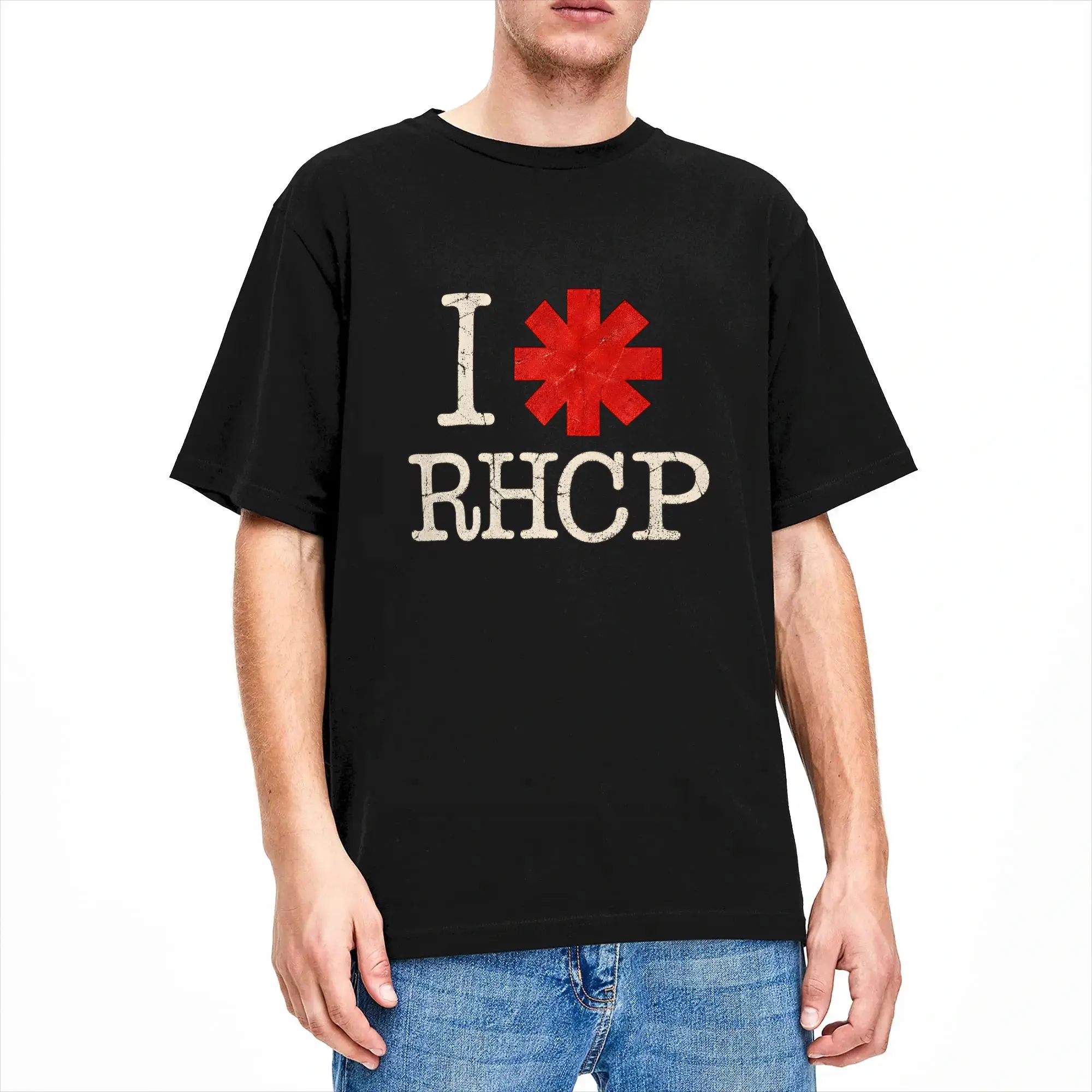 RHCP Red Hot Chili Peppers T-Shirt Men  Funny 100% Cotton Tee Shirt Round Neck Short Sleeve T Shirt Party Clothes