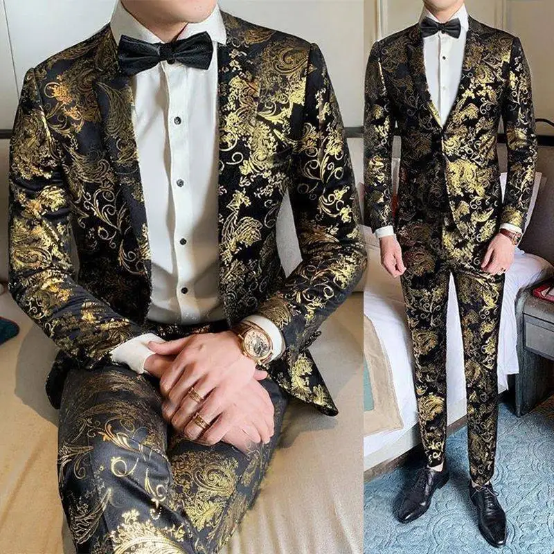 

Мужской костюм Gold Emed: свадебный, повседневный, деловой, офисный, комплект из двух предметов, приталенный крой, полиэстер, аммиачное волокно, весенний сезон