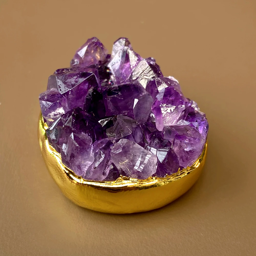 2 Pcs 36x48mm Random Shape Amethyst Druzy Cluster Electroplated Pendant Jewelry Making Supplies