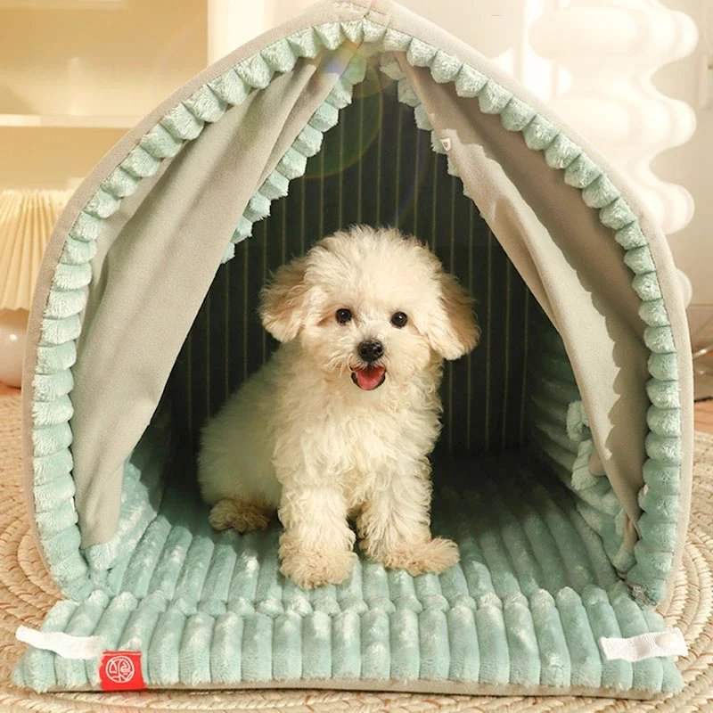 Winter Pet Bed Dog House Sleep Foldable Kennel Removable Nest Warm Enclosed Cave Sofa Big Pet Caseta Perro House Accessories