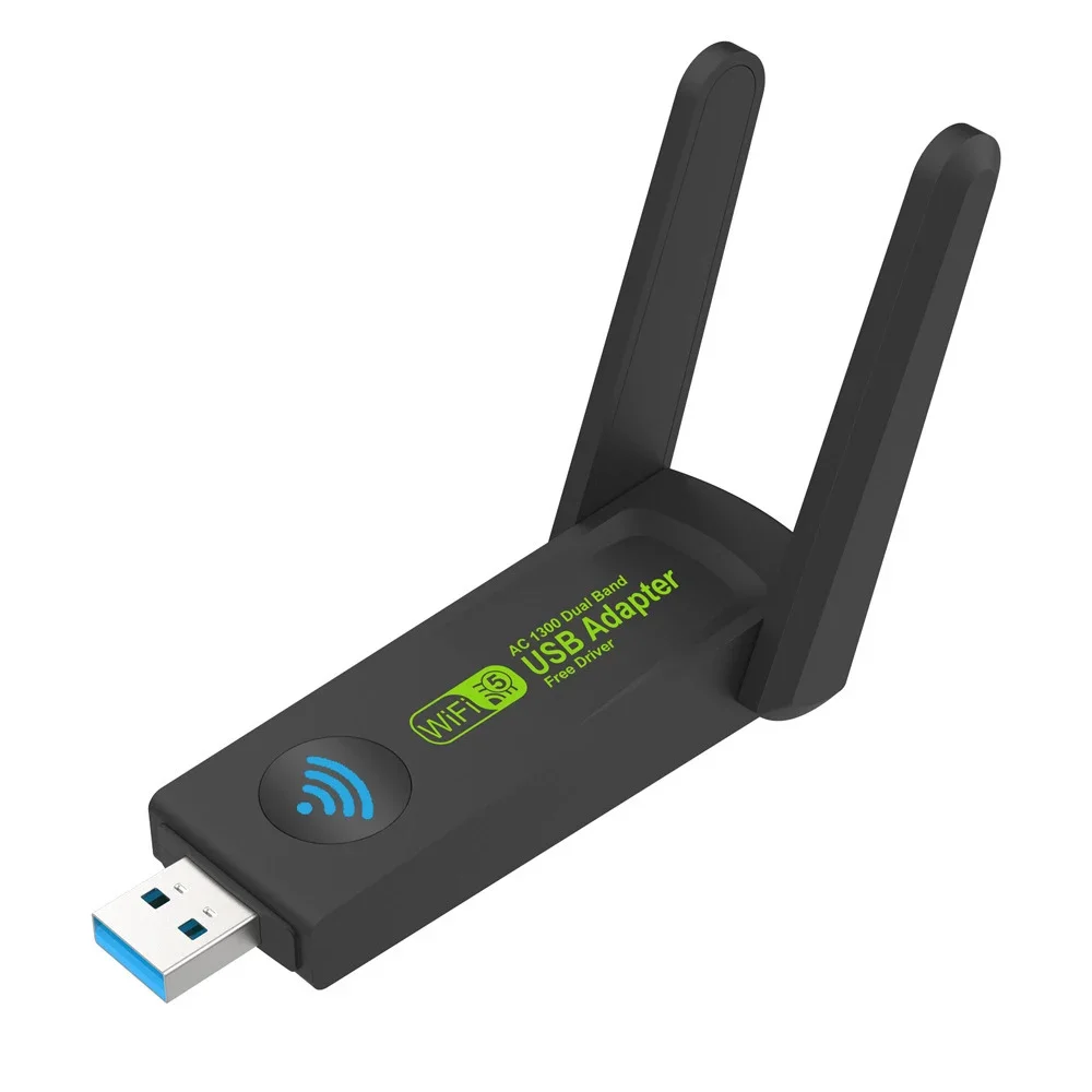 Бесплатный драйвер 3.0 USB WiFi адаптер 1300 Мбит/с беспроводной сетевой адаптер WiFi Dongle двухдиапазонный 2,4 ГГц 5 ГГц для Windows
