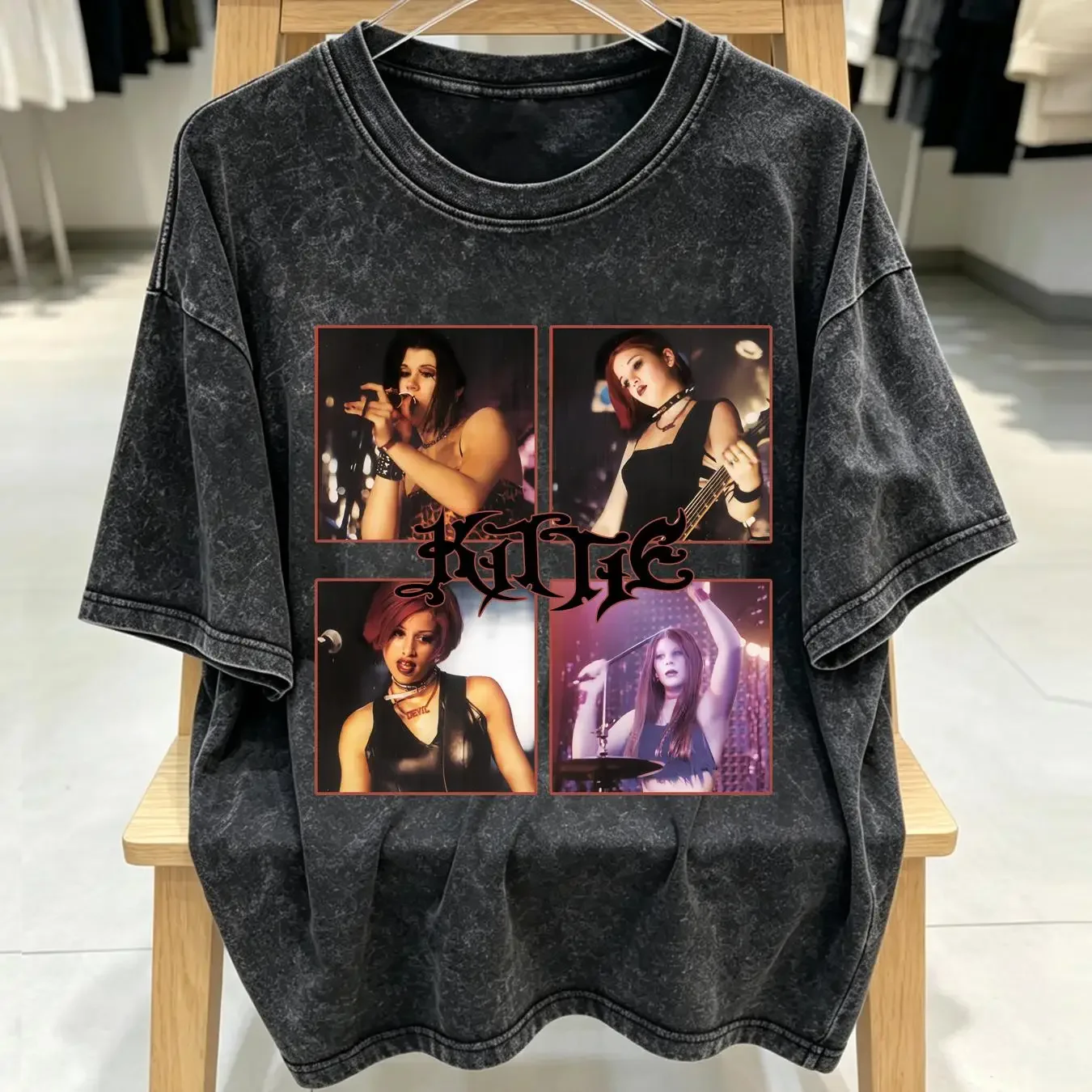 washed T Shirt Kittie band For Fan Black All size S 3XL VC1602 long or short sleeves vintage Washed designer clothes fashion