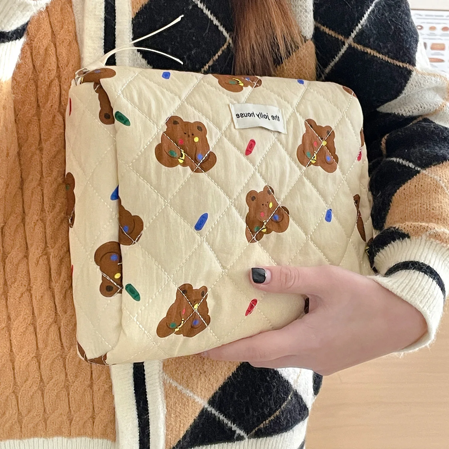 Women's Cosmetic Bag Little Brown Bear Makeup Bag Cute Large Capacity Toiletry Bag Storage Bag Hold Bag Bolsa Para Maquillaje