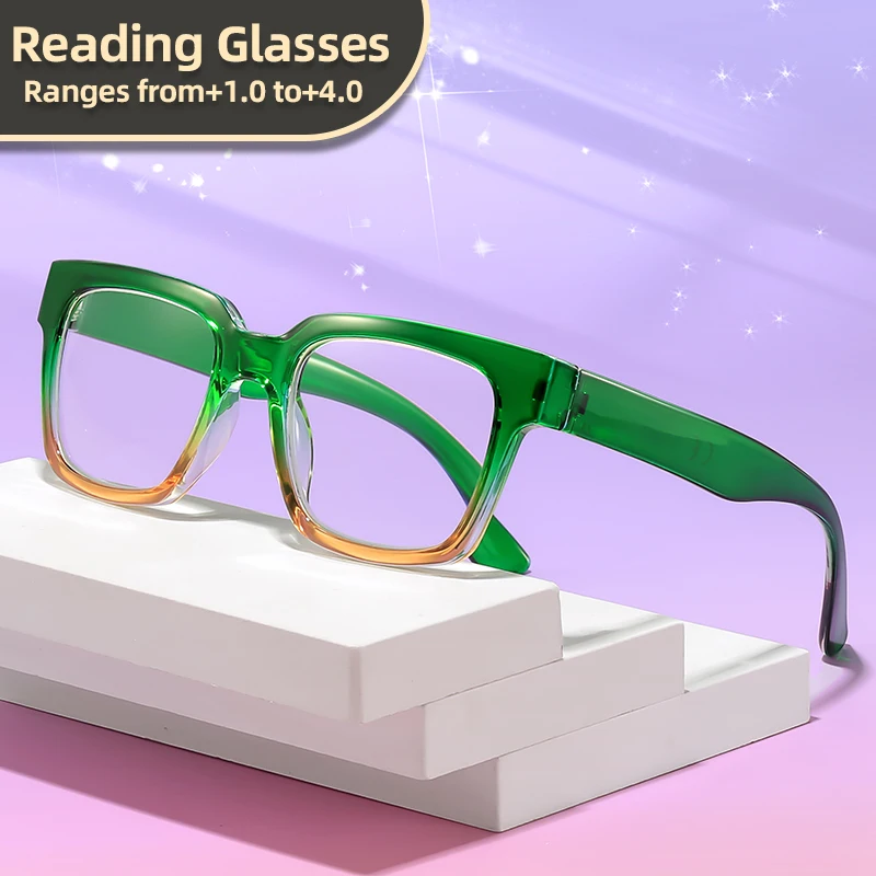Oyalie Gradient-Lesebrille mit großem Rahmen brechen die traditionelle Form, verabschieden Sie sich im altmodischen Look, sind praktisch und eignen sich für passende Outfits, für Männer und Frauen,