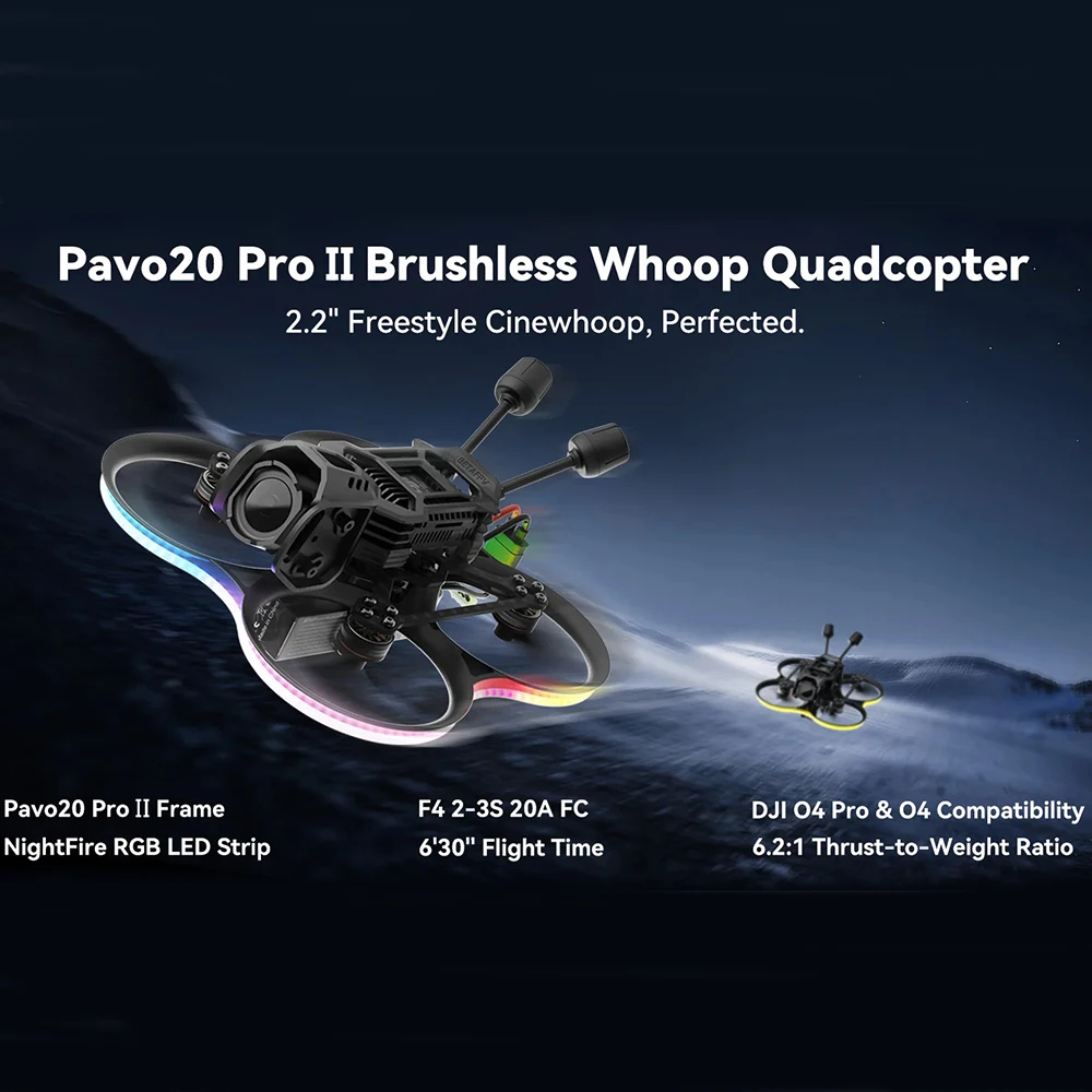 Receptor FyBETAFPV Pavo20 O4 Pro II ELRS 2.4G / SBUS RX para Quadcopter Brushless BWhoop Cinewhoop de 2.2 Pulgadas, Motor 1104 7200KV, F4 2-3S 20A