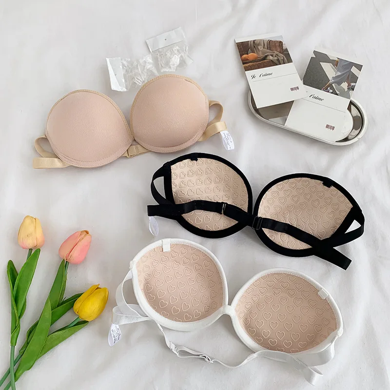 MOONBIFFY Sexy Strapless Bra Non-Slip Silicone Push Up Wireless Lingerie Backless Wedding Dress Invisible Bralette 2022 New 1pc