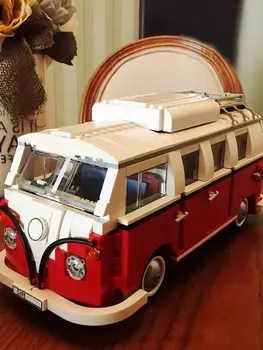 1332 elementy Techniczny Zestaw Klocków T1 Camper Van Bus - Model Pojazdu do Składania, Klocki MOC, Zabawka dla Chłopców i Dziewczynek