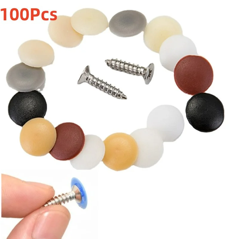 

100Pcs/bag Plastic Nuts Bolts Covers Practical Self-tapping Screws Decor Cover Furniture Hardware Screws Exterior Protective Cap