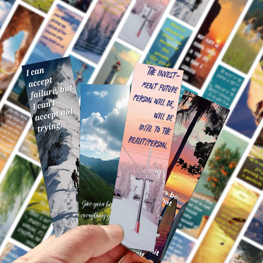 30pcs Good Time Bookmarks Landscape Inspirational Quotes Page Holder Read Books Annotated Diary Notebook Tagged Student Supplies