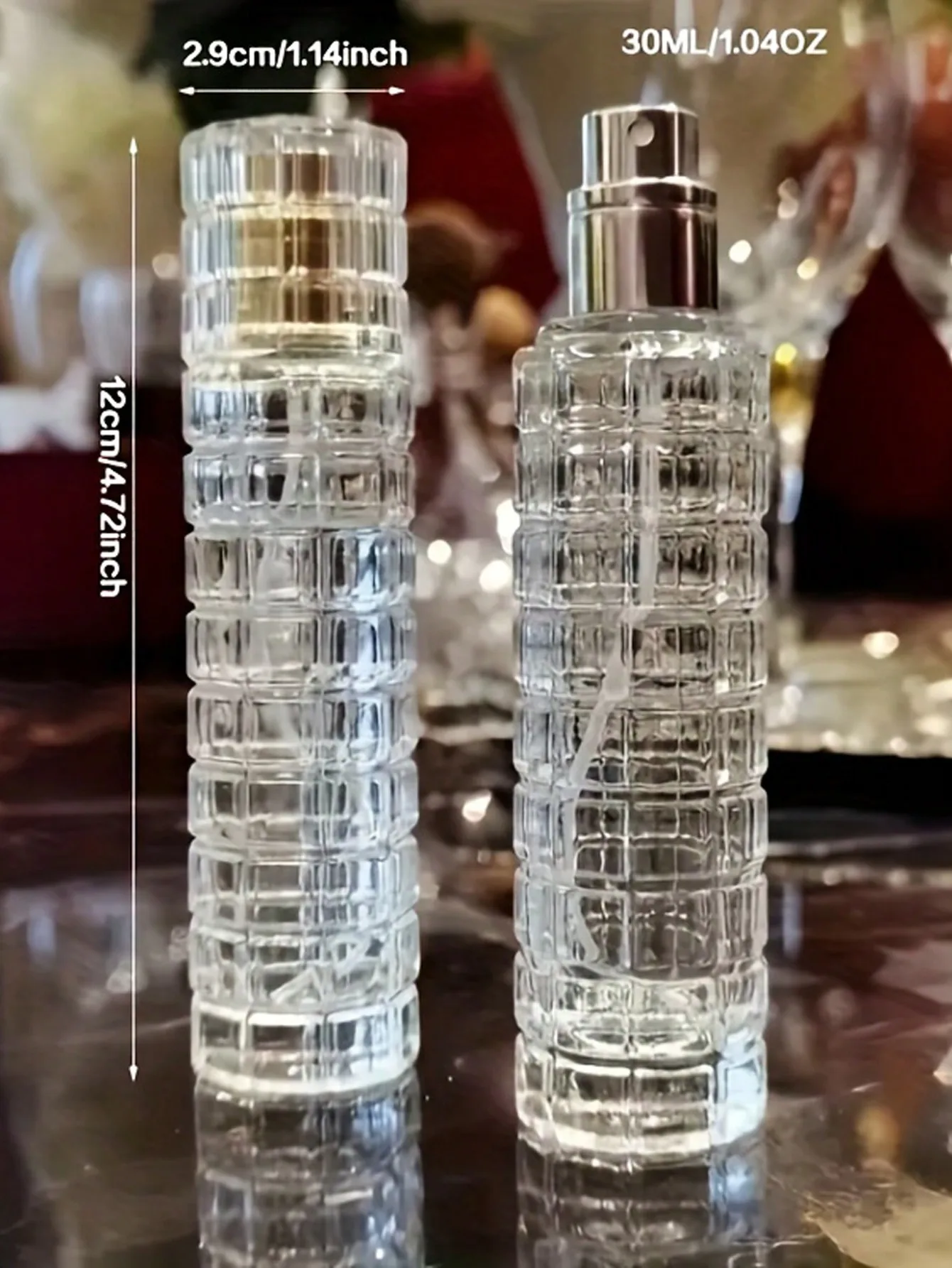 Bottiglie spray in vetro da 2 pezzi Squisite atomizzatore di profumo riutilizzabile Bottiglie spray vuote Bottiglie con custodia per pompa profumata da viaggio da 30 ml