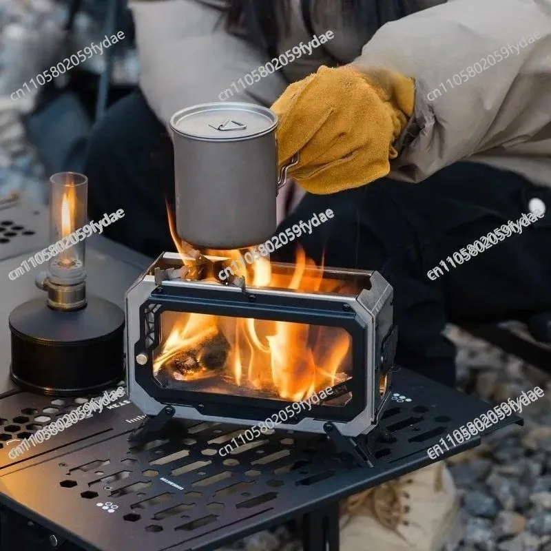 Firewood Stove Stainless Steel Portable Desktop Stove for Outdoor Cooking Tea Making Water Boiling Camping Incinerator