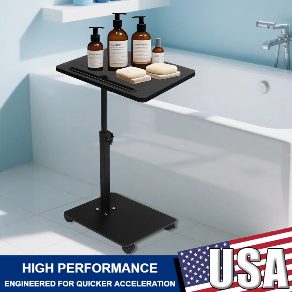 Laptop Desk Adjustable Medical Home Bed Food Tray Table 360° Rotatable Sofa Tray Table Home Office Rolling Cart Overbed Bedside