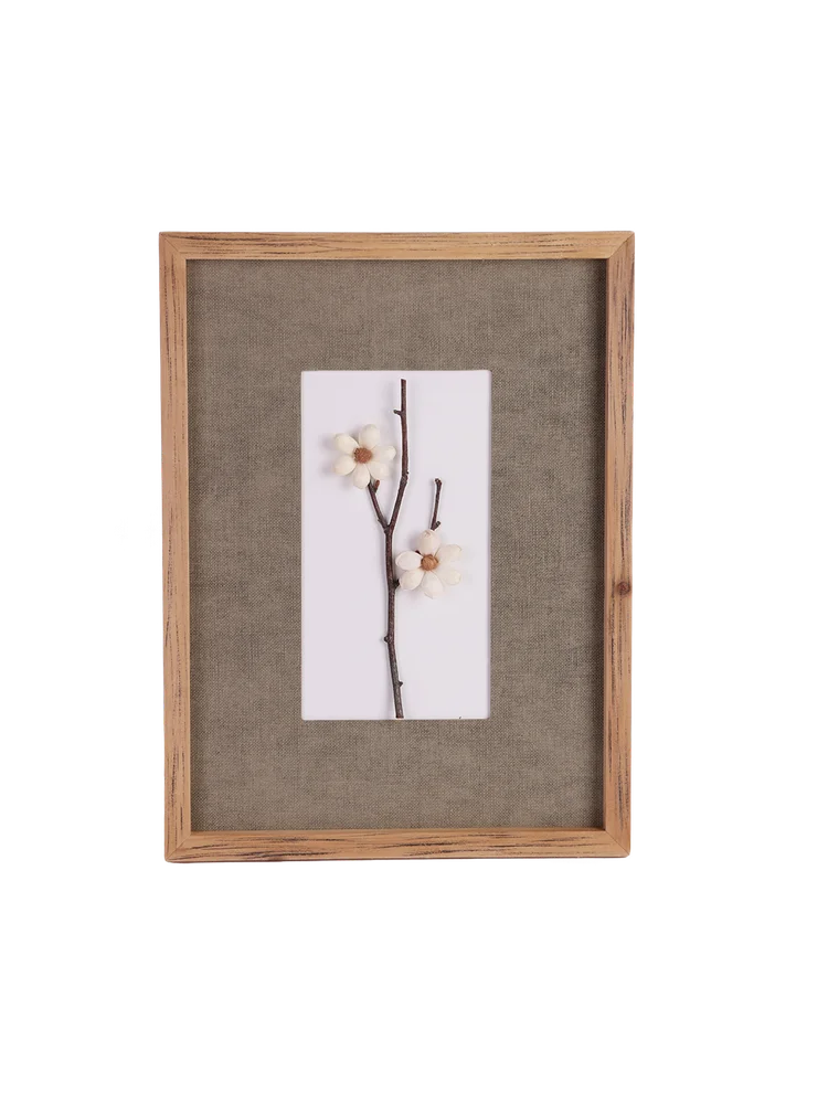 لوحة فنية جدارية على شكل زهرة جافة، ديكور زهور طبيعية مضغوطة، ديكور معلق بإطار خشبي بوهيمي للغرفة والمكتب وهدية الانتقال لمنزل جديد