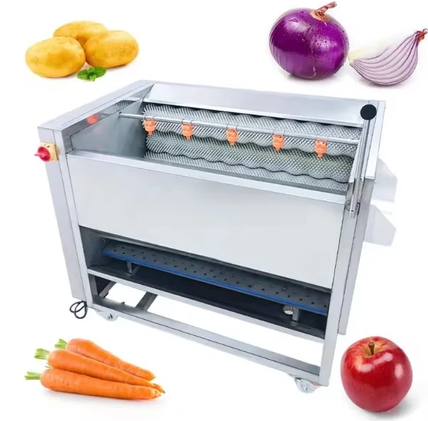 Electric Automatic Potato Ginger Lobster Cucumber Drum Brush Peeling Machine