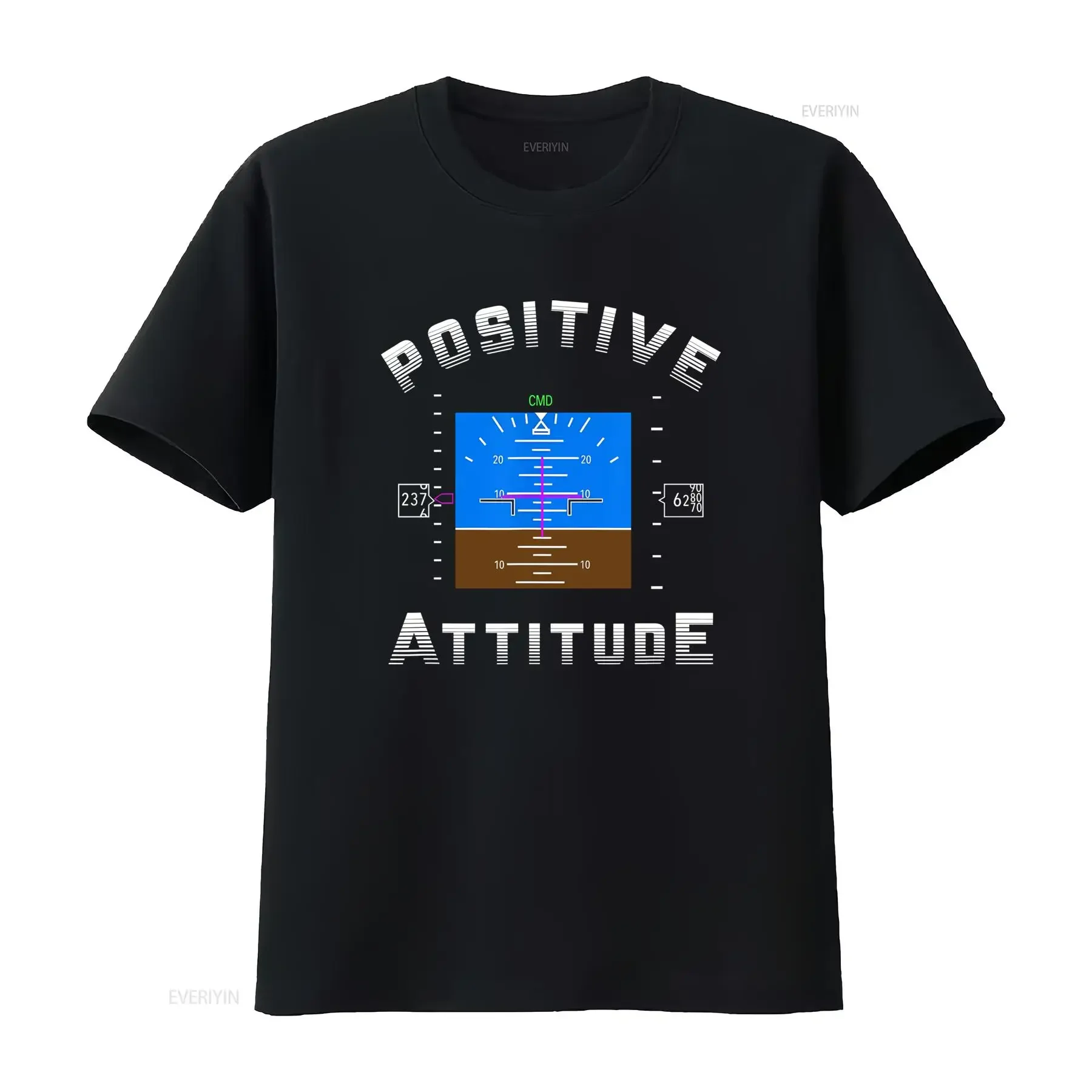 USA S 5XL New Positive Attitude Aviation Pilot Primary Flight Instrument Panel Design Funny T Shirt vintage Washed