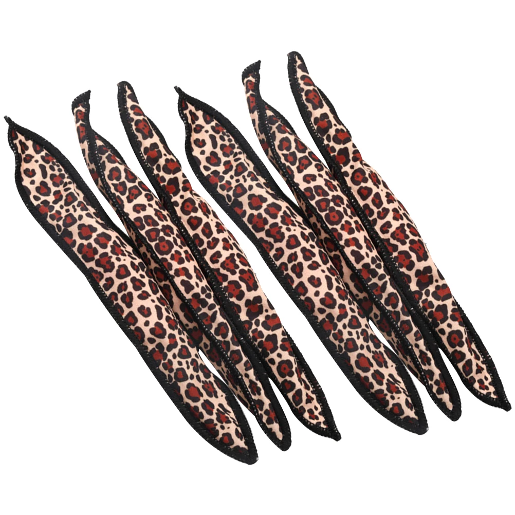 

6pcs Leopard Print Hair Curlers Sponge Rollers Tool Waver Styling Eco Material Reusable No Damage Tight Grasp Nice Waves Hair