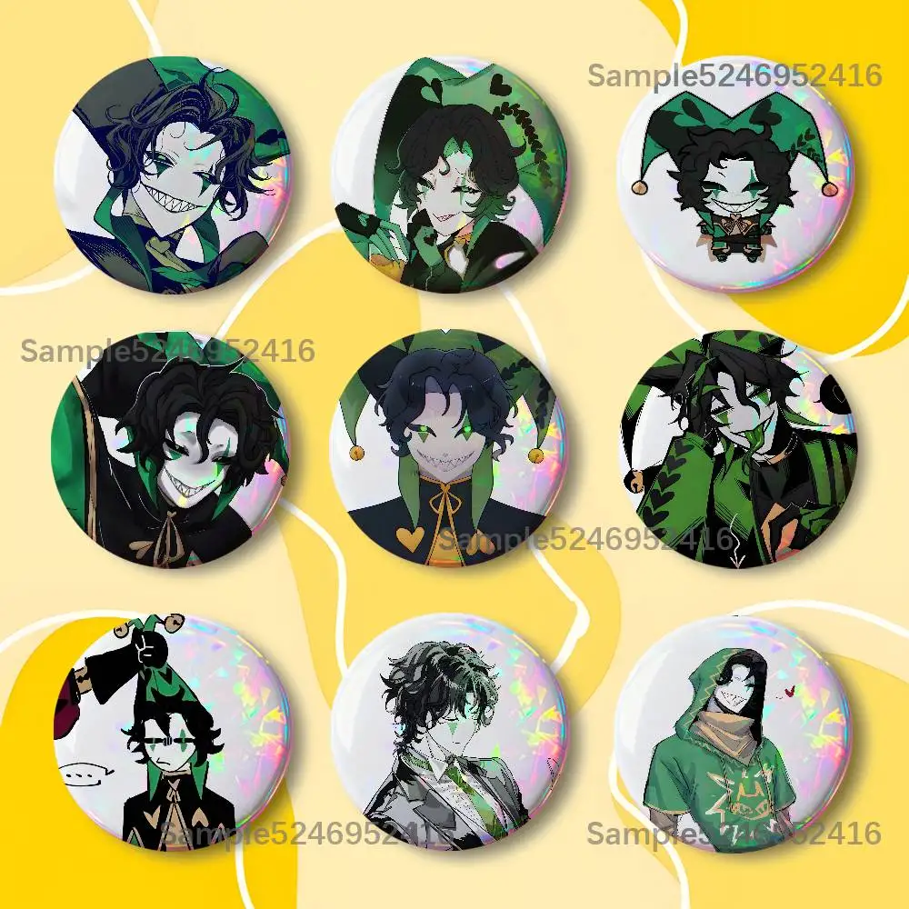 H-Harlequin The F-Freak Circus Laser Badge Round Creative Pins Brooch Niche Design Brooch for Backpack Lapel Pins Accessories