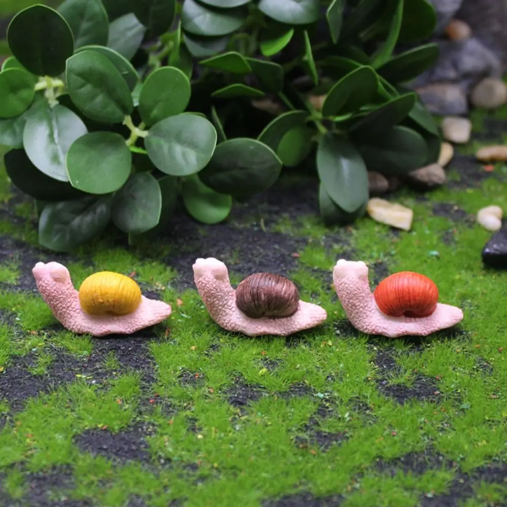 Simulation Small Snail Figurine Garden Decoration Kawaii Resin Snail Model Creative Cute Animal Mini Ornament Flowerpot