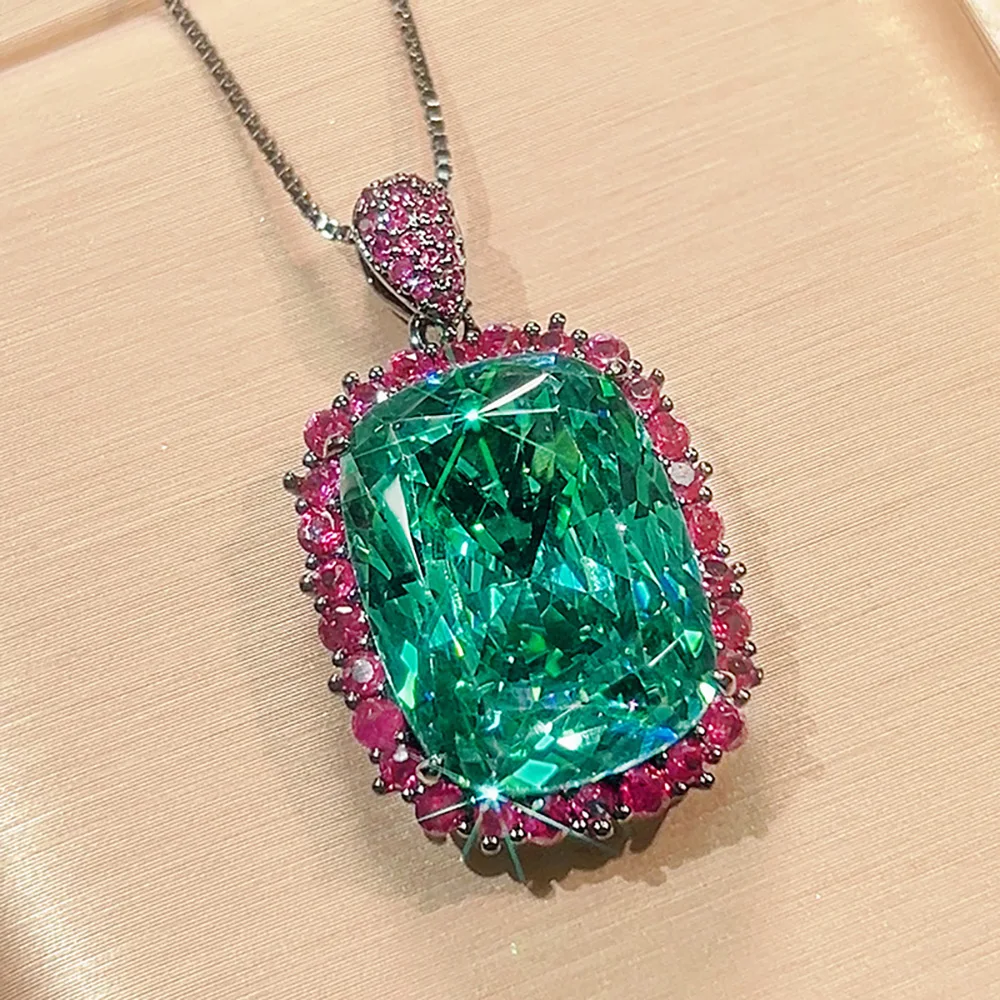 الفاخرة 15*20 مللي متر الأخضر التورمالين طقم مجوهرات قلادة عصابة قلادة أقراط للنساء روبي الأحجار الكريمة مجموعة الحفلات هدية للذكرى السنوية