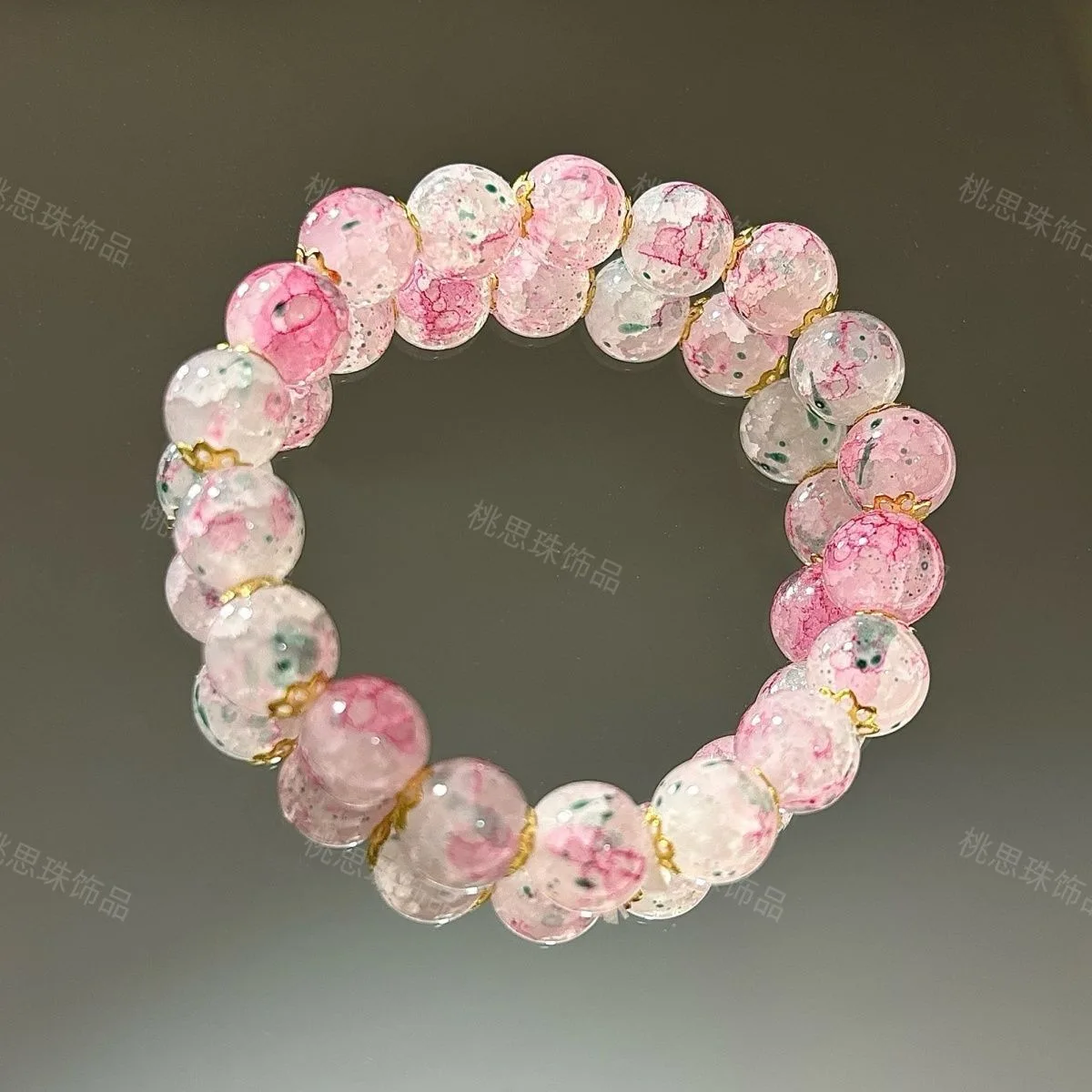 

Glazed beaded honey powder bracelet, fluttering butterfly sweet girlfriend accessories versatile