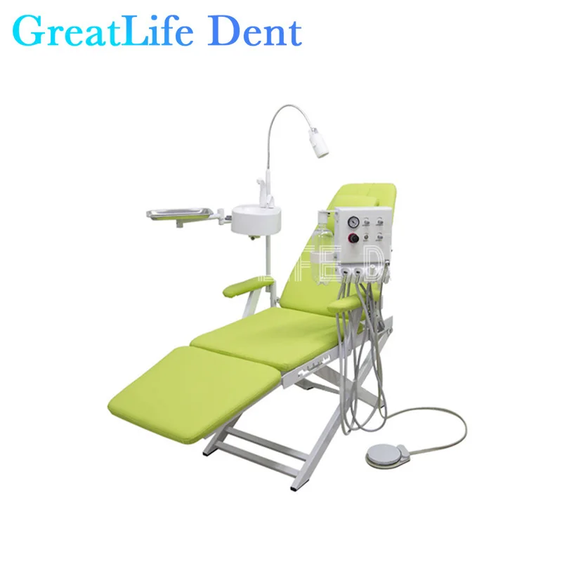 

GreatLife Dent Cheap Dental Unit Dental Chair Complete Set Dental Folding Chair Sale with Led Lamp and Portable Turbine Unit