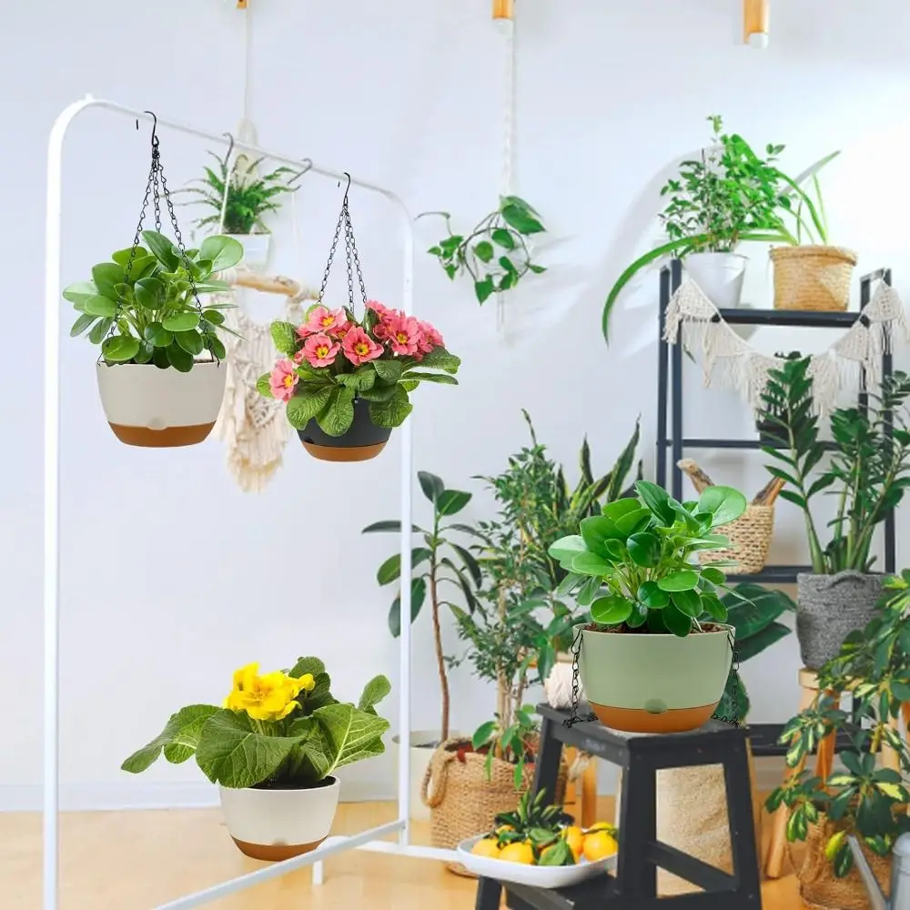 1 PCS Durable Self-Watering Hanging Planters Thickened Plastic Hydroponic Plant Pot With Removable Tray