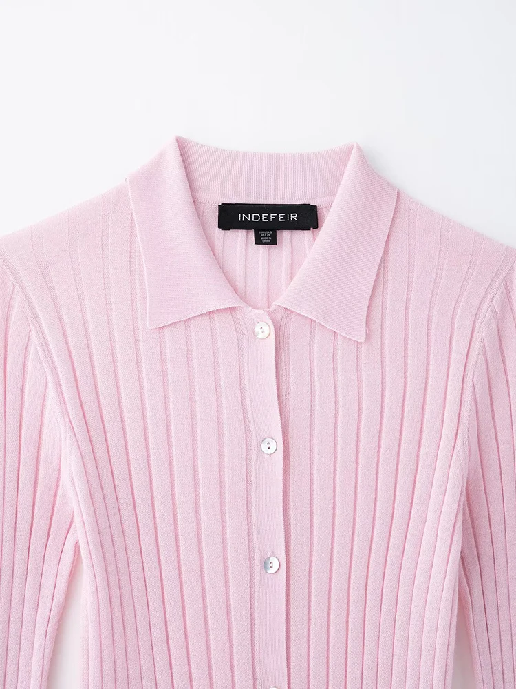 SIYANG 女性ファッションピンクシングルブレストニットセーターヴィンテージラペルネック長袖女性のシックな女性の衣装