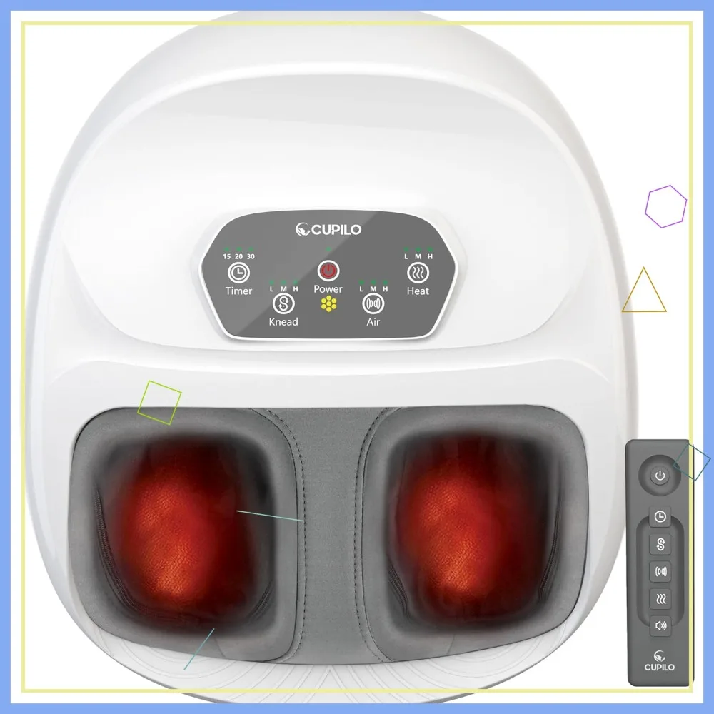 

Full Feet Shiatsu Massager with Heat, Remote Control Multi-Level Settings for Neuropathy (White)