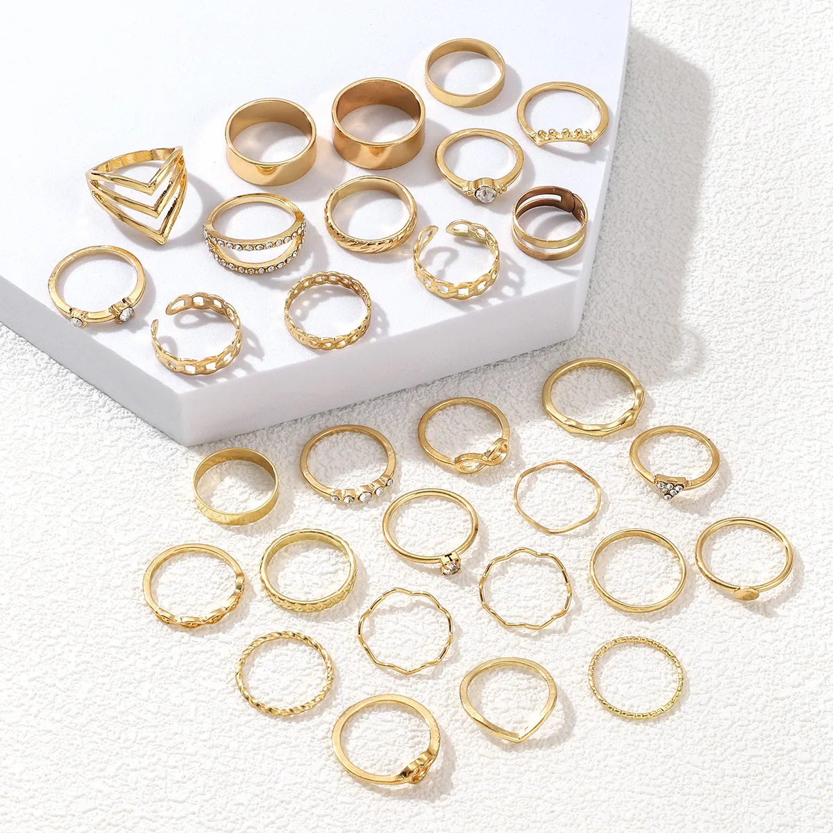 30Pcs Gold Color Knuckle Rings Set For Women Bohemian Geometric Finger Ring Girls Wedding Party Jewelry Gift