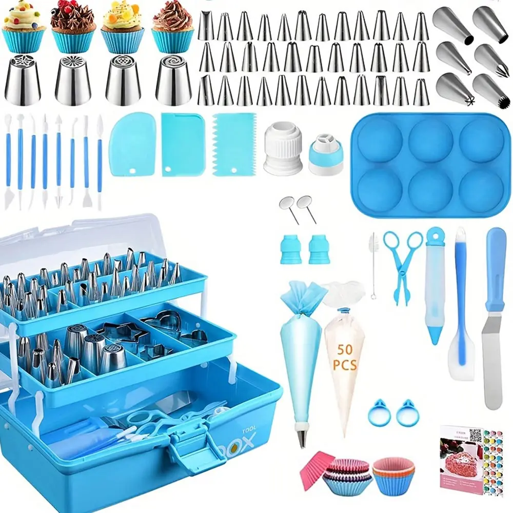 

236pcs Piping Set, Including Piping Bags, Piping Tips, Scrapers, Biscuit Molds, Cake Cups And Other Complete Cake Accessories