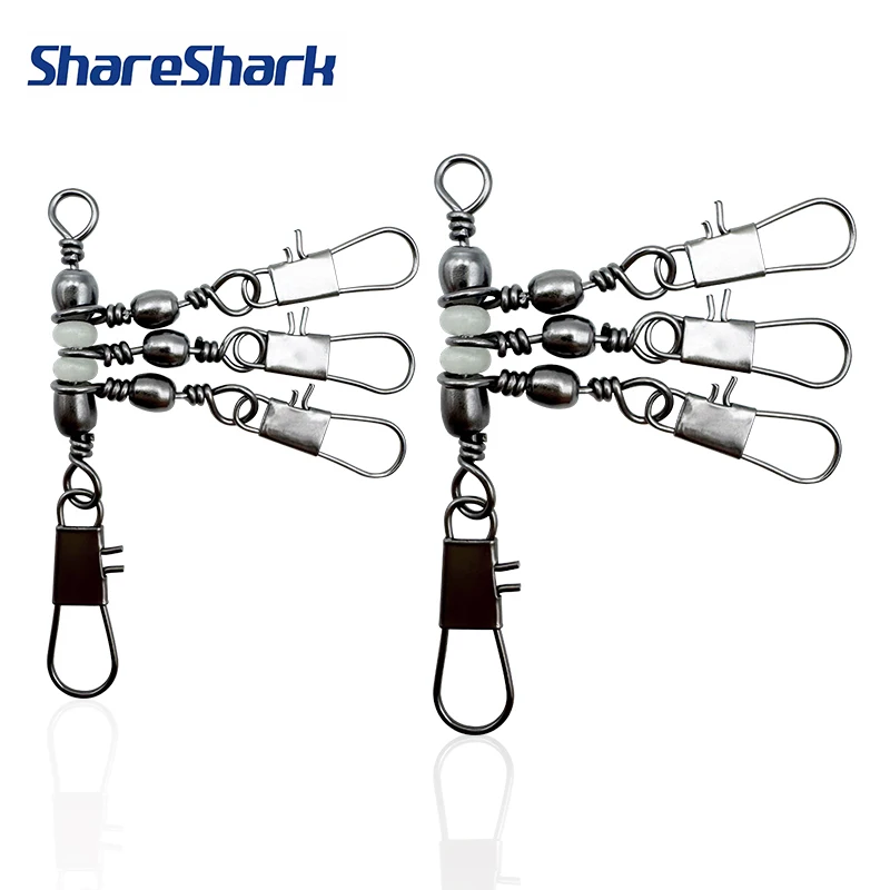 ShareShark 10pcs 4/6/8/10 Squid Jig Lure Swivels Fishing Bearing Rolling Swivel Solid Ring Fishing Connector fishing Accessories