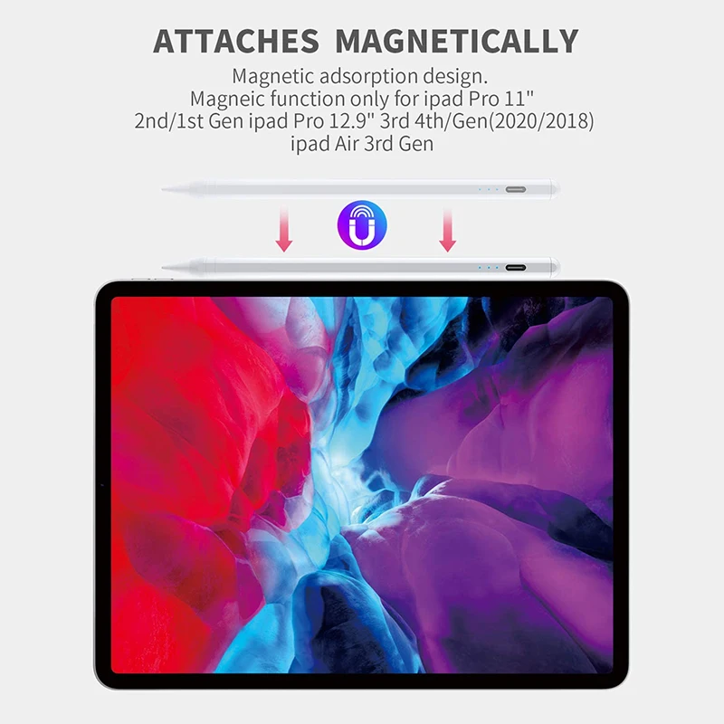 For Apple Pencil 2 1 with palm rejection tilt sensitivity stylus pen for 2018-2025 iPad 6/7/8/9/10, mini 5/6,Air3/4/5, pro 11/12