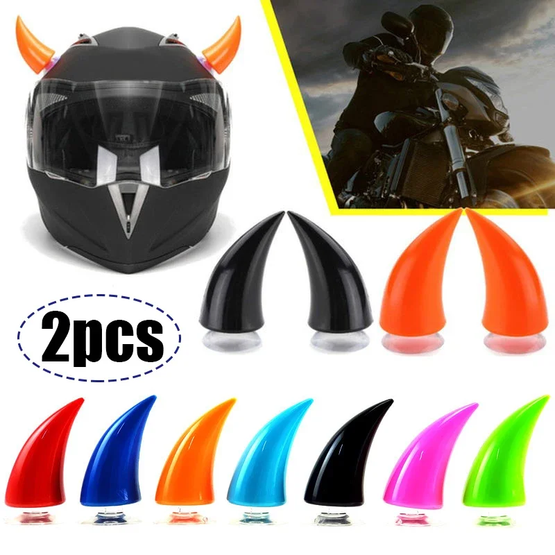 Multicolor Motorcycle Helmet Devil Horns Electric Bike Car Styling Decoration Helmet Stickers Long Short Parts Accessories