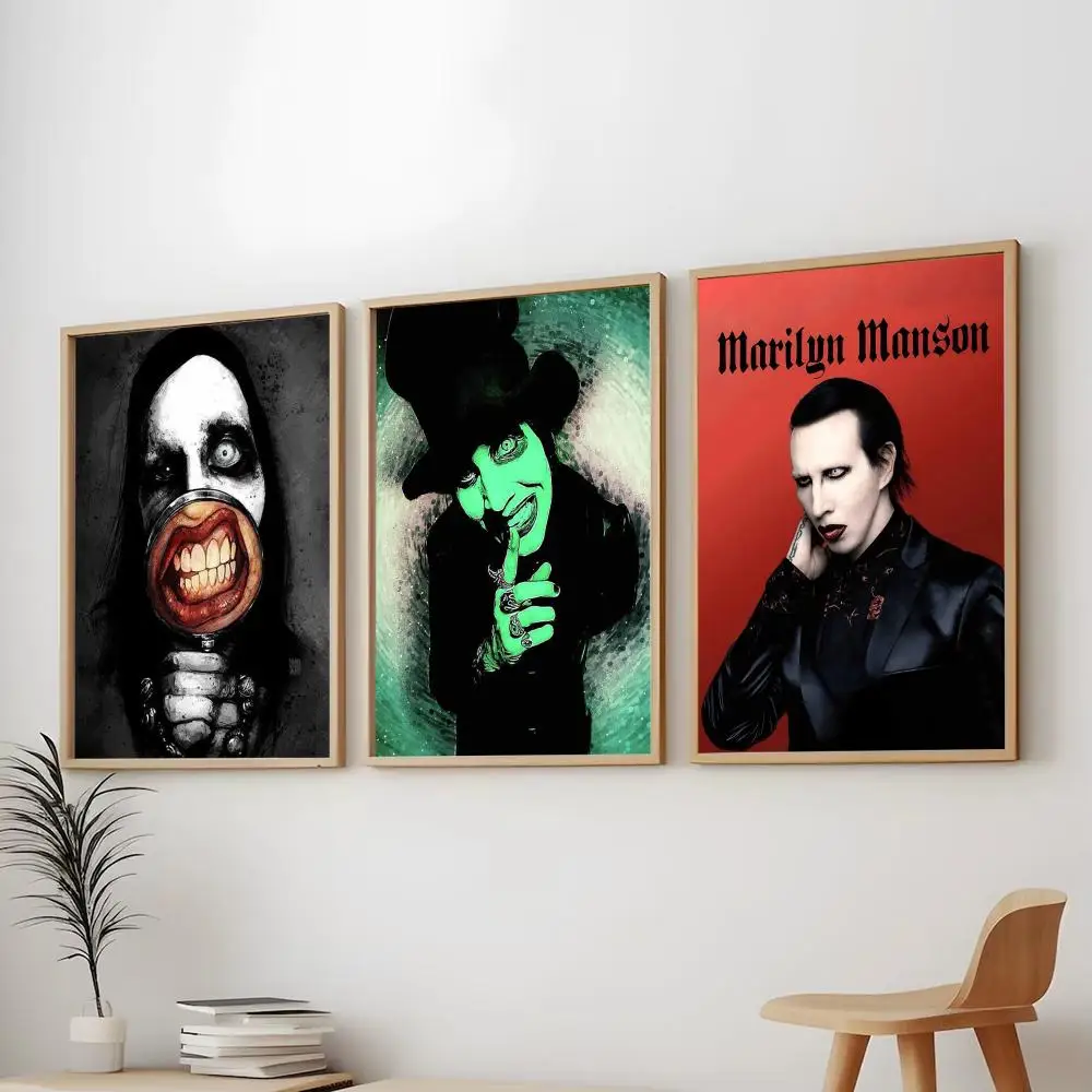 Singer M-Marilyn Manson Painting Calligraphy Modern Aesthetic Wall Art Print Trendy Bedroom Home Decor Gift