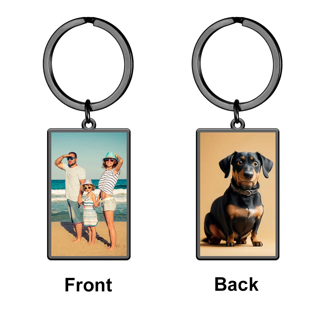 Double-sided Custom Family Photos Keychains Personalized Logo Text Key Holder Customized  Stainless Steel Keyring Mother's Day