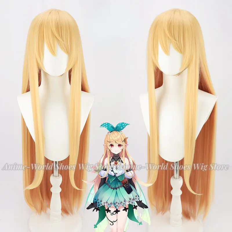 Vtuber Pomu Rainpuff Cosplay Wig Golden 90cm Long Straight Hair 2022 NIJISANJI EN LazuLight Idol Vitual Youtuber Girls Headwear