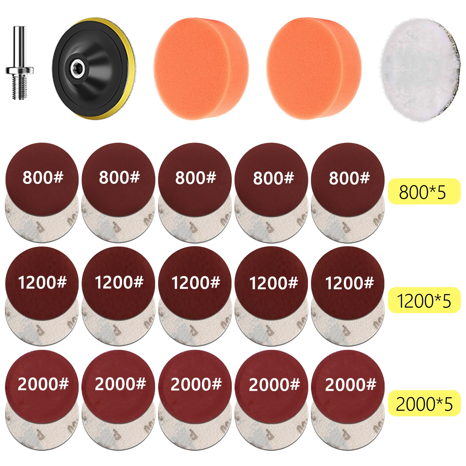 Scheinwerfer Reparatur Restaurierung Kit Auto Polieren Disc 3 zoll 75mm Auto Wachsen Schwamm Schleif Pad Mit Schleifpapier für Auto Detaillierung