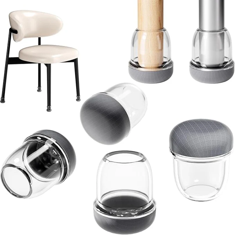 8PCS Round Chair Leg Protectors Silicone Dust and Hair Proof Chair Leg Caps for Rug Glides Easily for Hardwood Floors Prevents