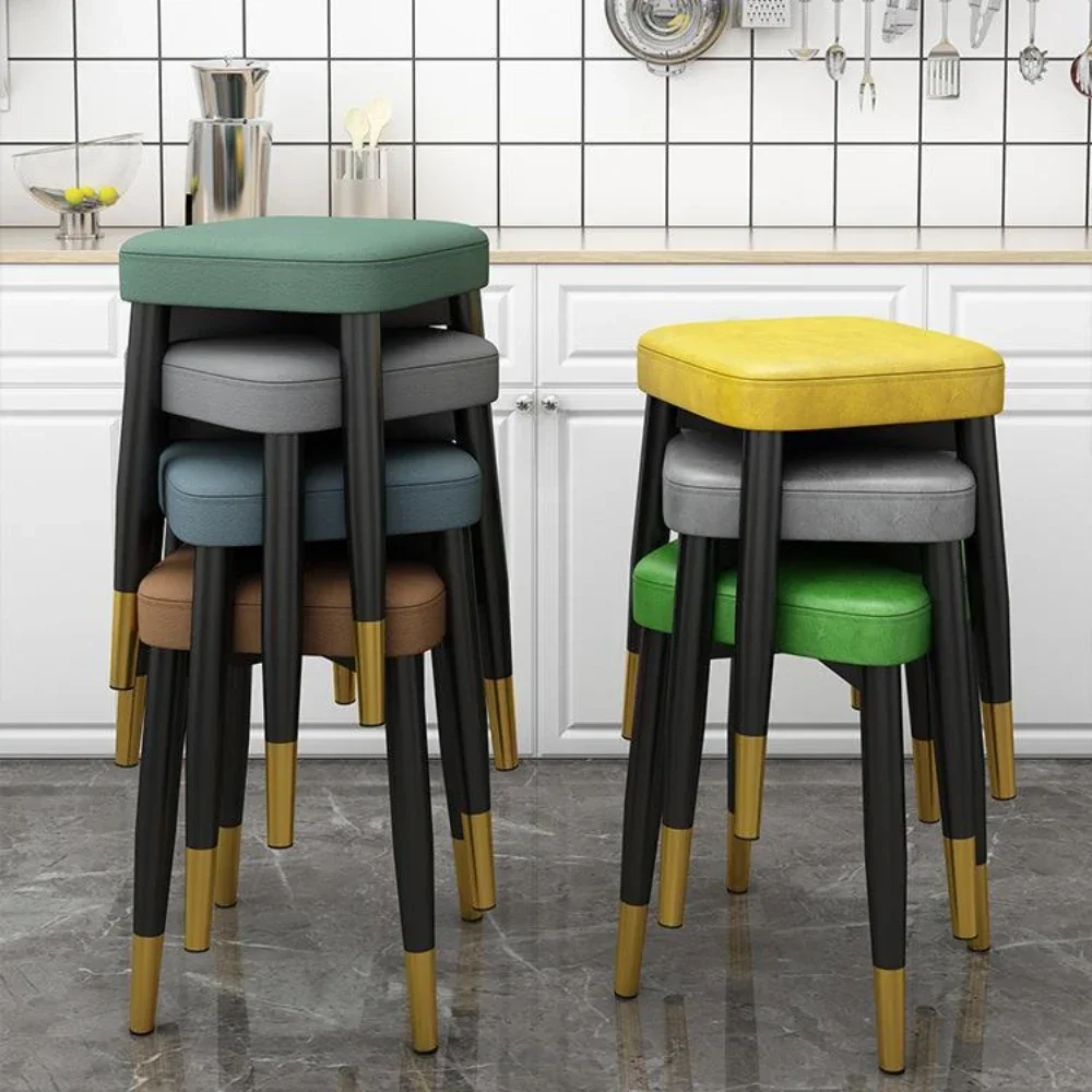 

Stackable Dining Chair Leatherwear Latex Version Light Luxury Small Stool Living Room Thickening Stable Waterproof Square Stool