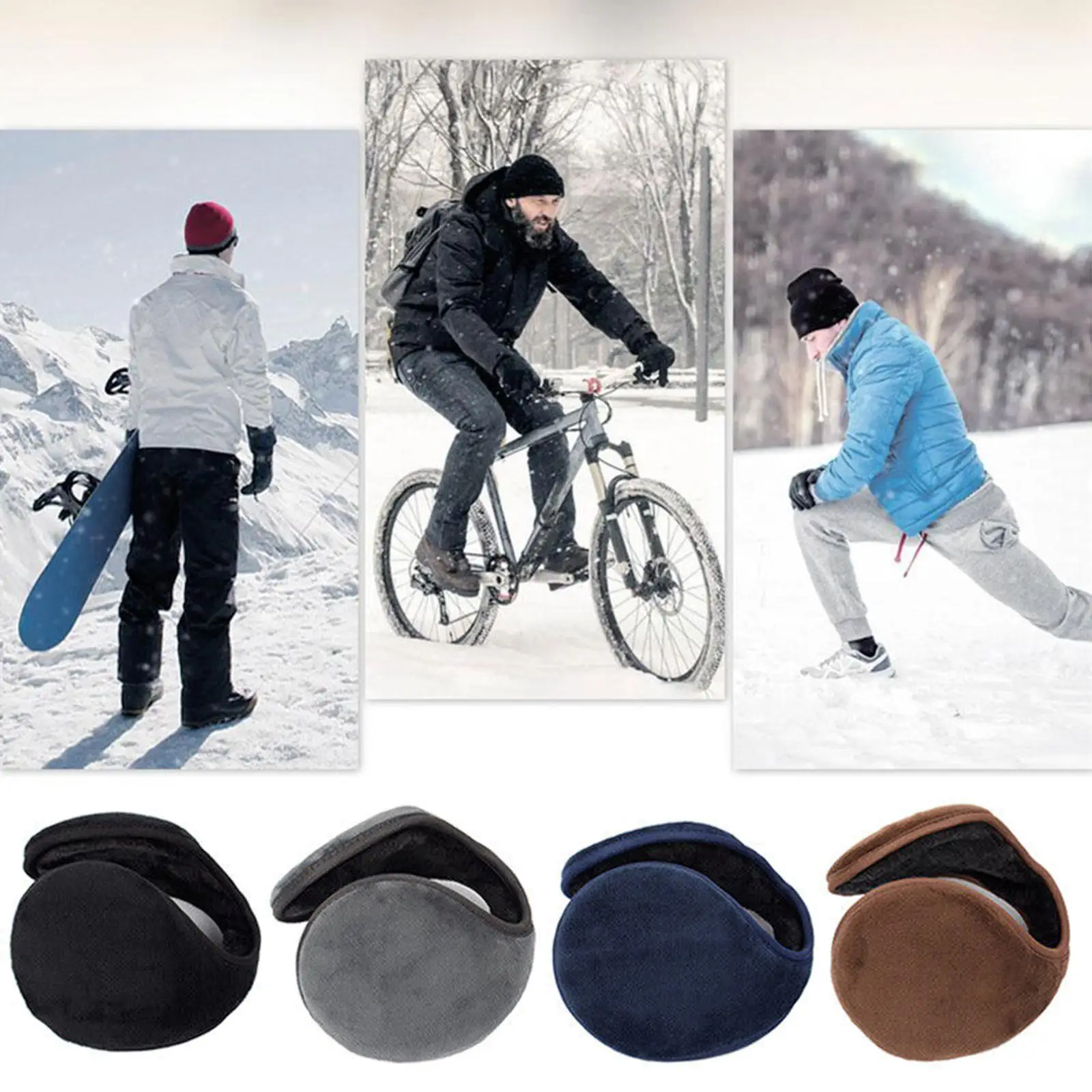 Unisex Earmuffs Winter Warm Behind Head Winter Accessories Classic Foldable Fleece Ear Warmers For Cycling Running Skiing