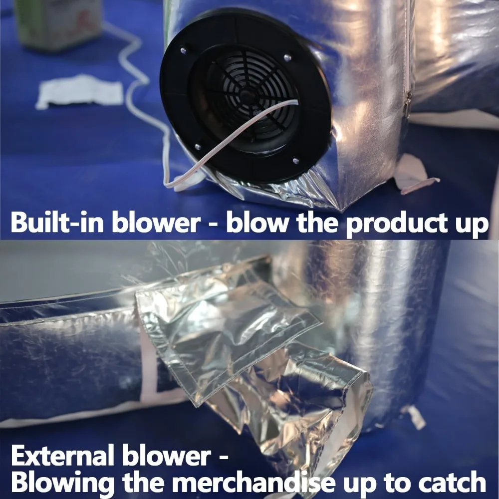 송풍기가 있는 실버 풍선 현금 큐브 부스 풍선 머니 머신 부스 성인 게임 이벤트를 위한 돈 잡아 기계를 날려