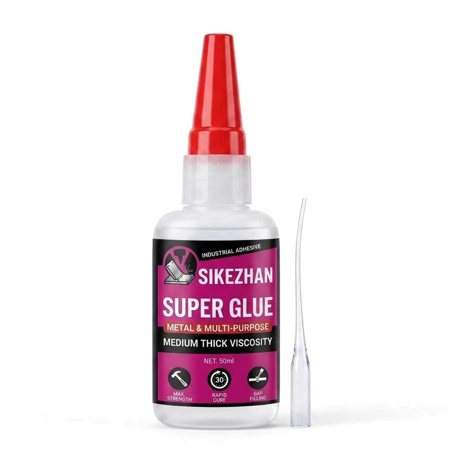 SIKEZHAN Superkleber Mitteldicker CA-Kleber Cyanacrylat-Klebstoff für Holz, Kunststoff, Keramik, Metall, 3D-Druck, PLA-Reparatur, Transparenter Kleber