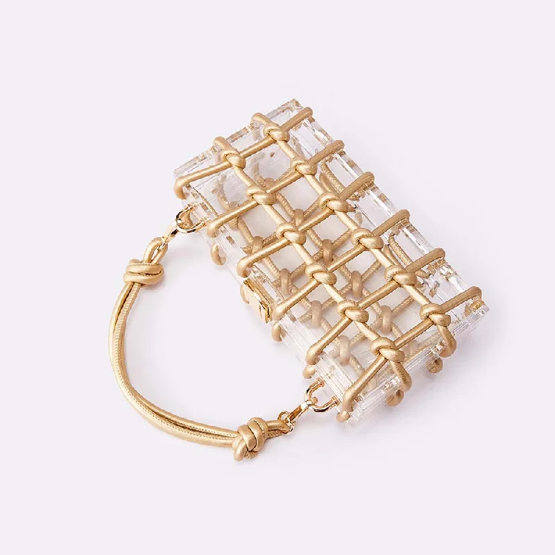 

Shimmering Rhinestones Acrylic Transparent Bags Handwoven Handbags Evening Clutches Party Clutch Women's Mini Bag Luxe Hand Big