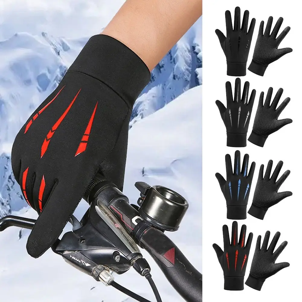 

Men Winter Cycling Gloves Outdoor Sports Running Motorcycle Ski TouchScreen Fleece Gloves Non-slip Warm Full Fingers Waterproof