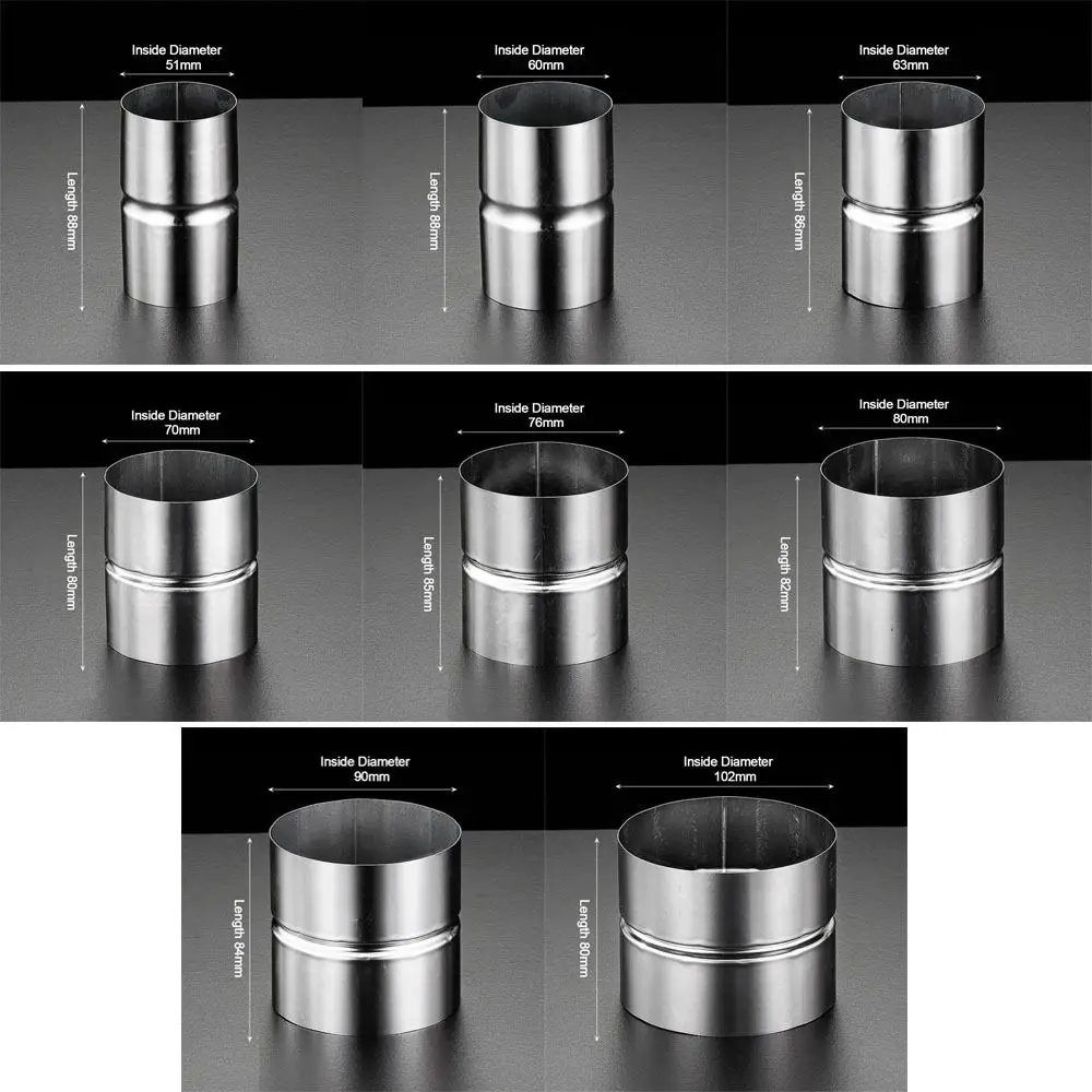 New Stainless Steel Pipe Joint Round Straight Pipe Fittings Silver Extend Connection