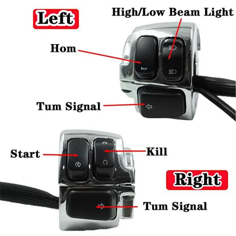 

High Quality Motorcycle Handlebar Turn Signal Control Switch 25MM Handlebar Switch For XL883 Sportster Dyna V-ROD Softail