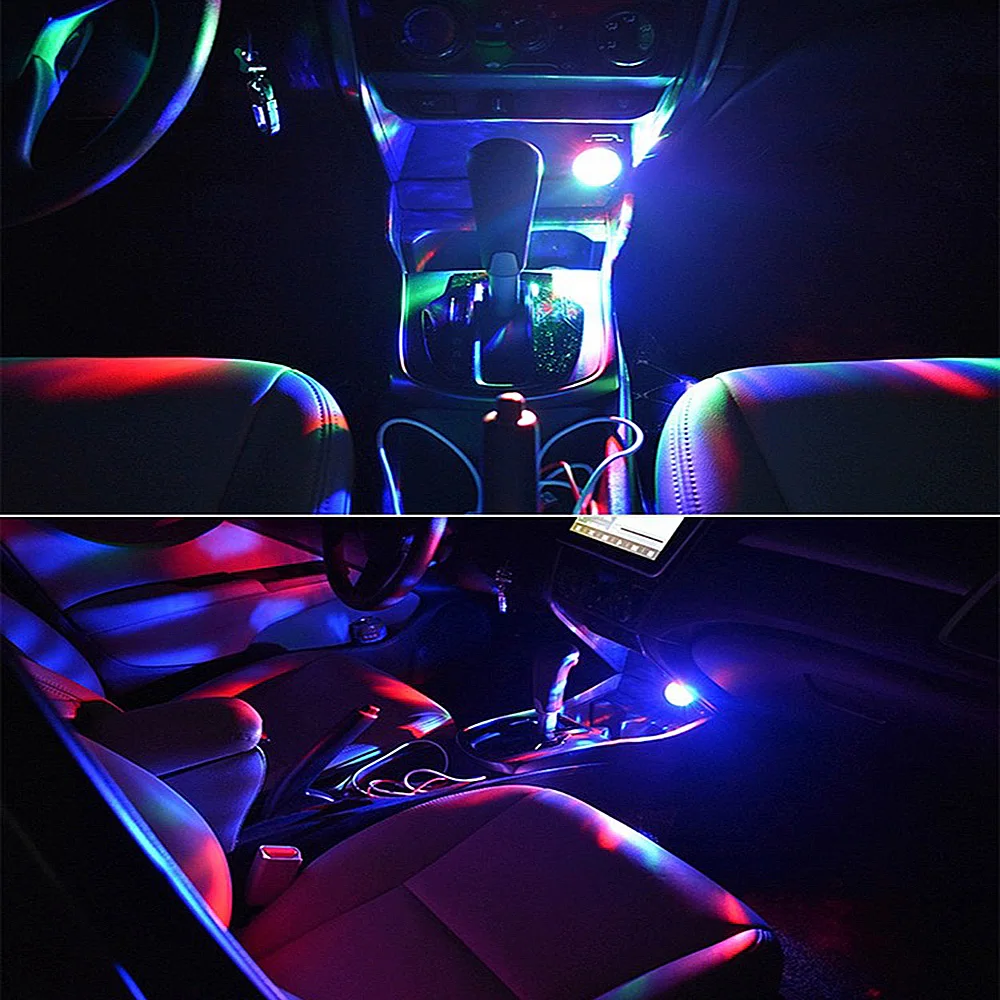 2PCS Car USB Mini Magic Ball DJ Disco Sound Actived Light Apple Interface Multicolor Holiday Atmosphere Party Strobe Effect Lamp