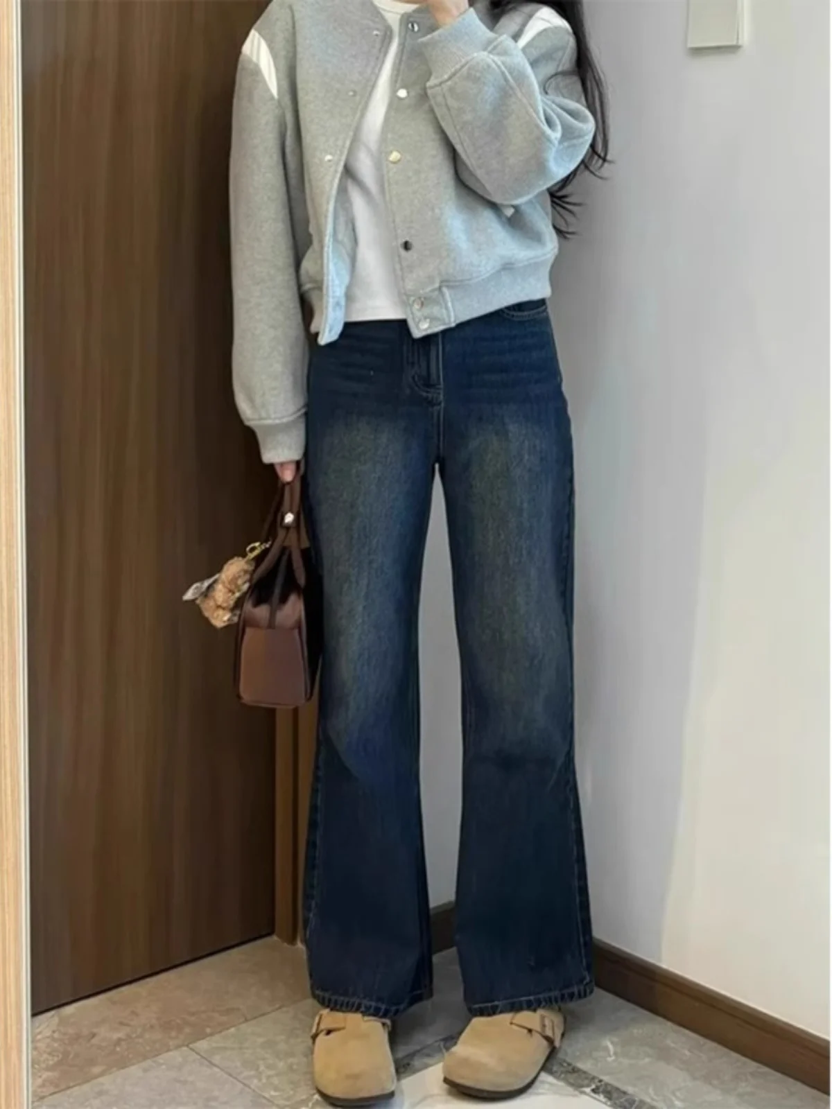 

Джинсы женские винтажная одежда джинсовый клеш Y2K модный корейский стиль с высокой талией черный ретро свободные мешковатые широкие брюки уличные